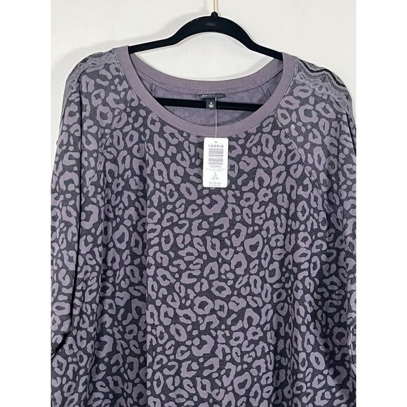 Torrid Sweatshirt Women 22 Black Pullover Round Neck 24 Gray Animal Print Active - Picture 3 of 15